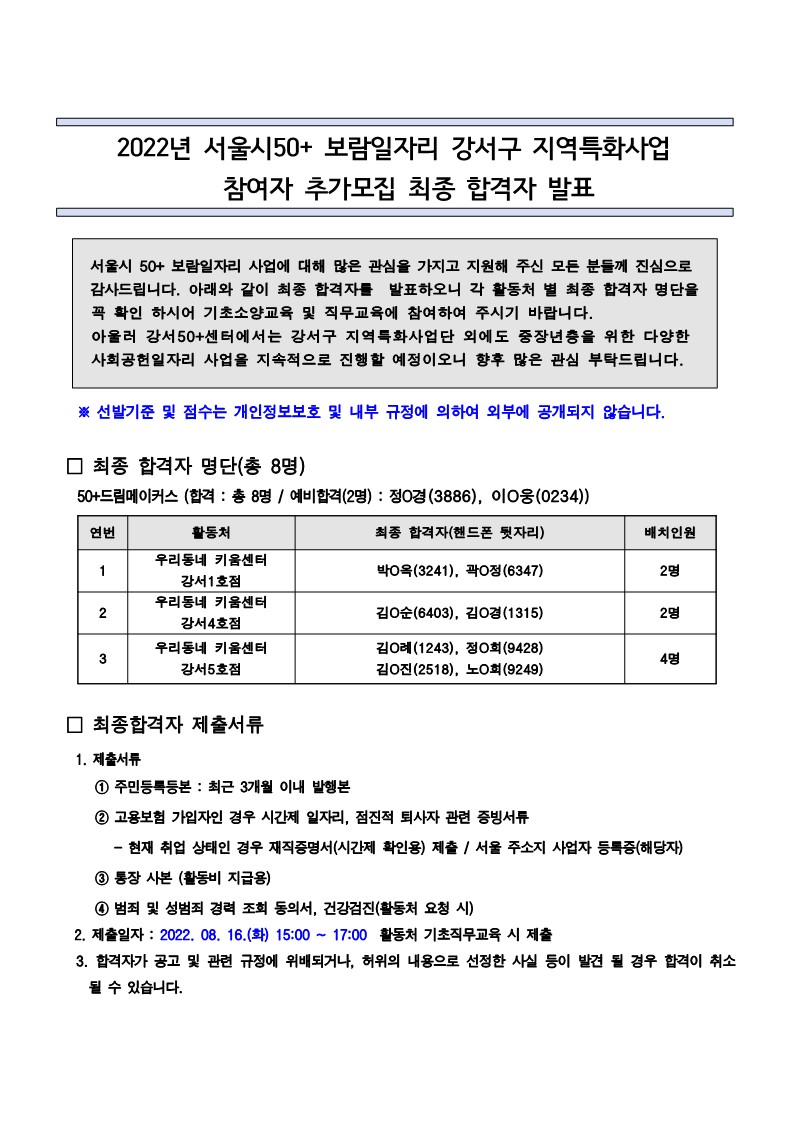 (공고)2022년+서울시50%2B보람일자리+강서구+지역특화사업+참여자+추가모집+최종합격자+발표8.12_1.jpg