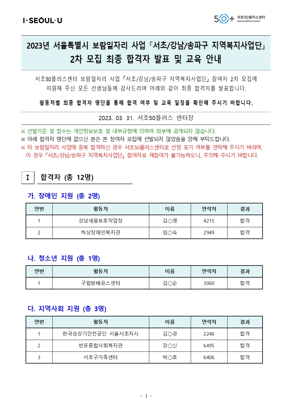 [2023년+서초50%2B+보람일자리]+2차+모집_최종+합격자+공고+(익명)001.jpg